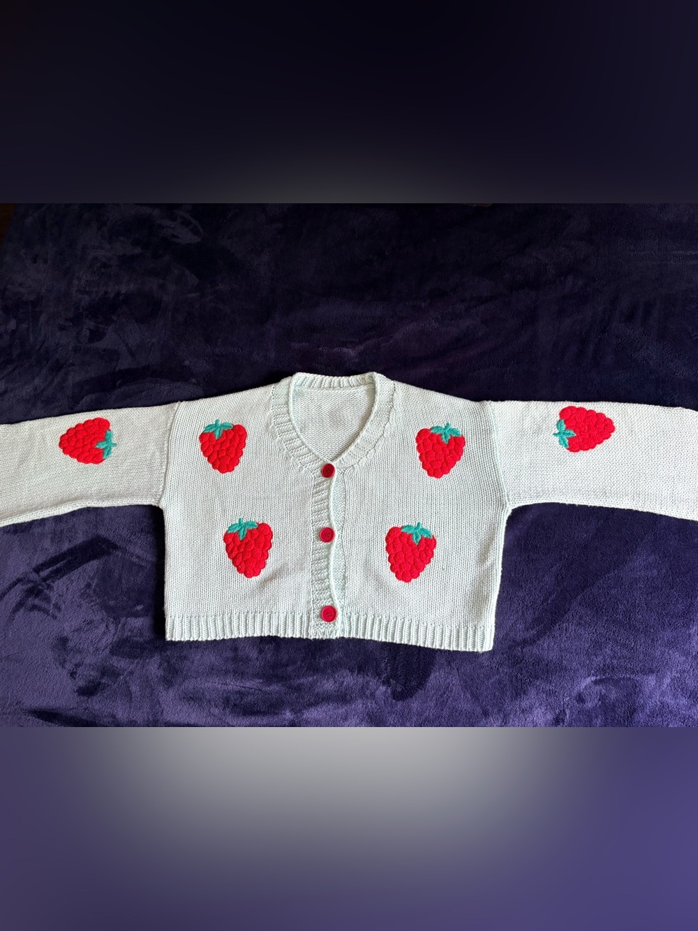 Knitted Cropped Raspberry Cardigan
